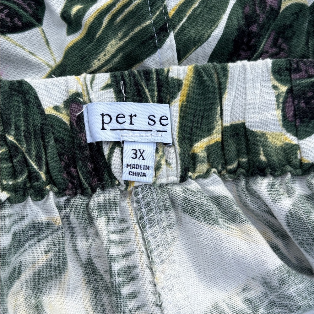 NWT Per Se Tropical Leaves Washable Rayon Linen Blend Capris Cropped Pants 3X 1X - Picture 12 of 16